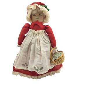 Vintage 90s Overly Raker Mrs Santa Claus Figure Basket Holiday Weighted Bottom